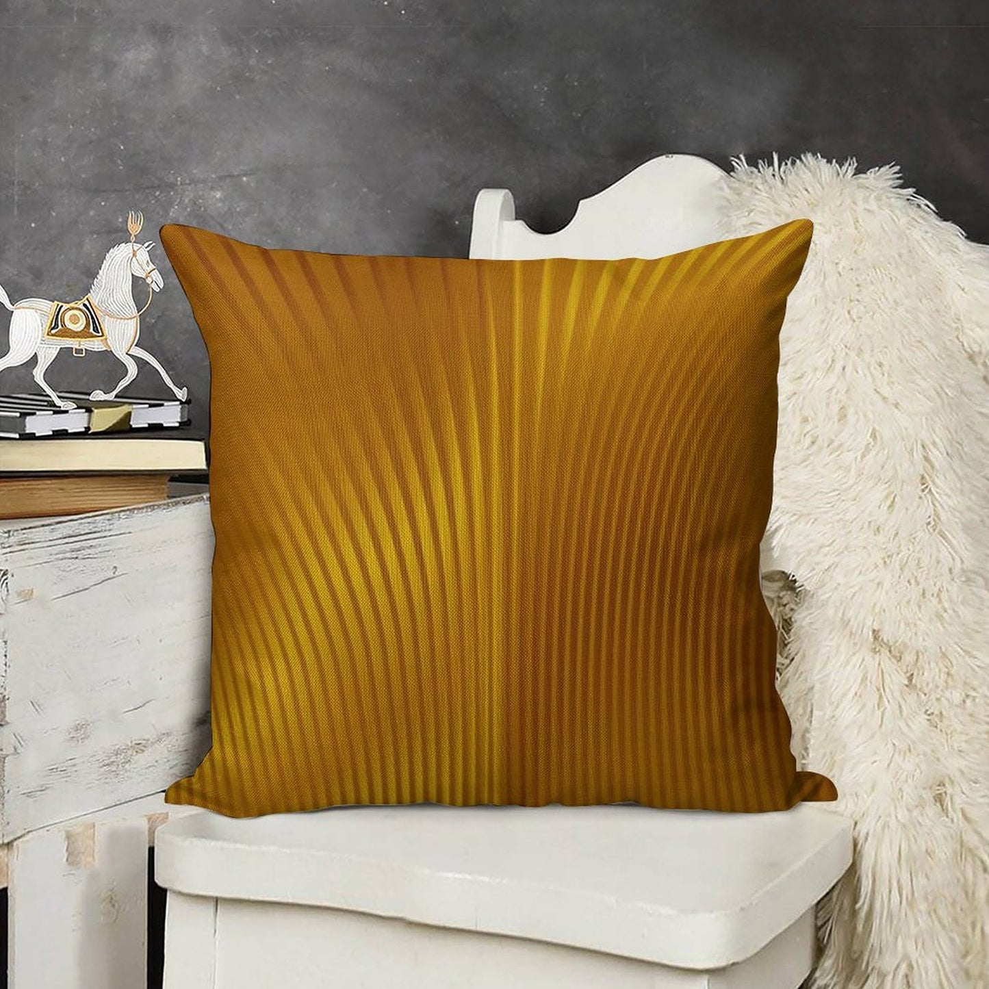 Golden Art Deco Pattern Linen Throw Pillow Cover