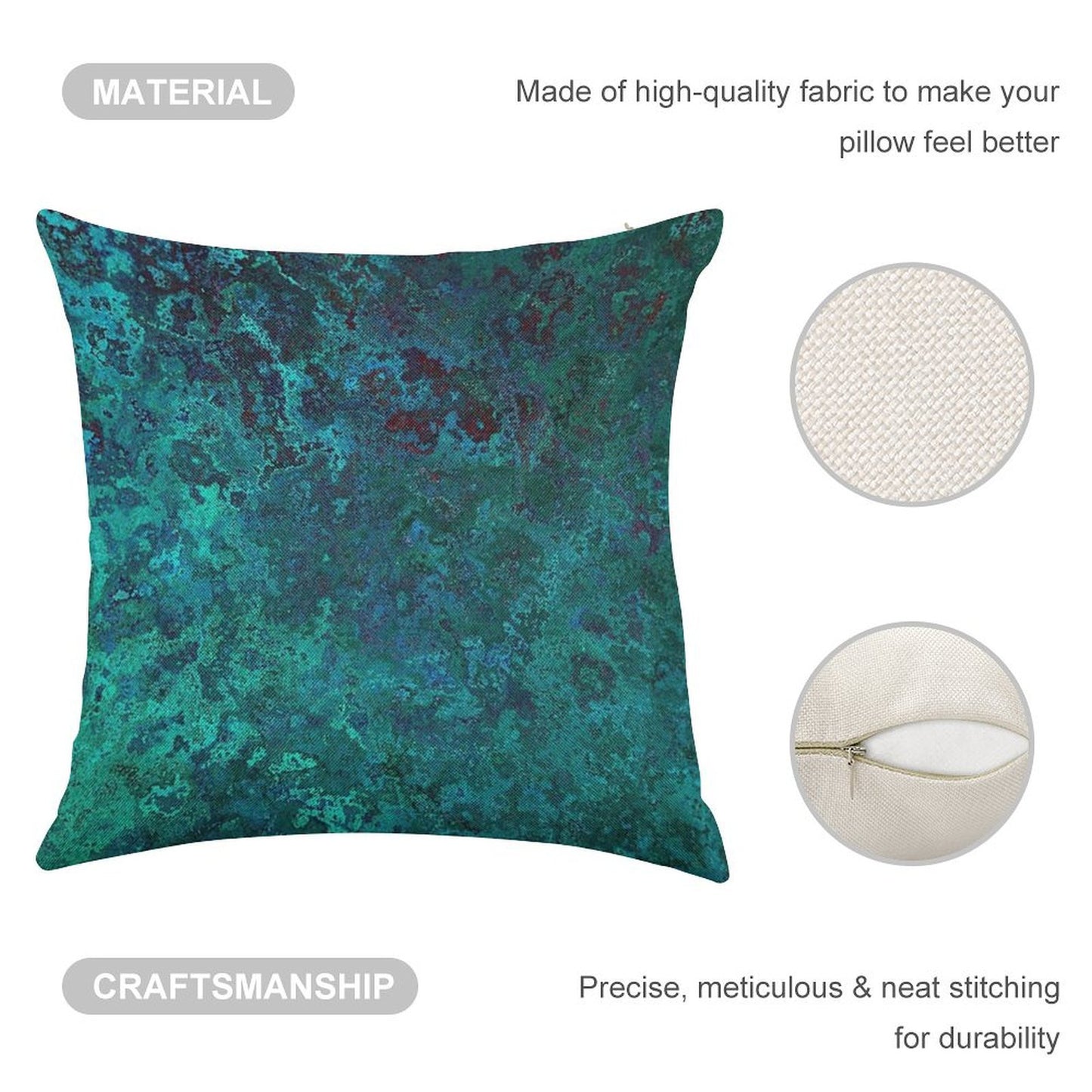 Shimmering Ocean Blue Linen Throw Pillow Cover