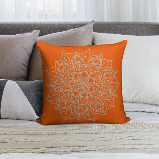 Orange Mandala Soft Multiple Sizes Throw Pillow