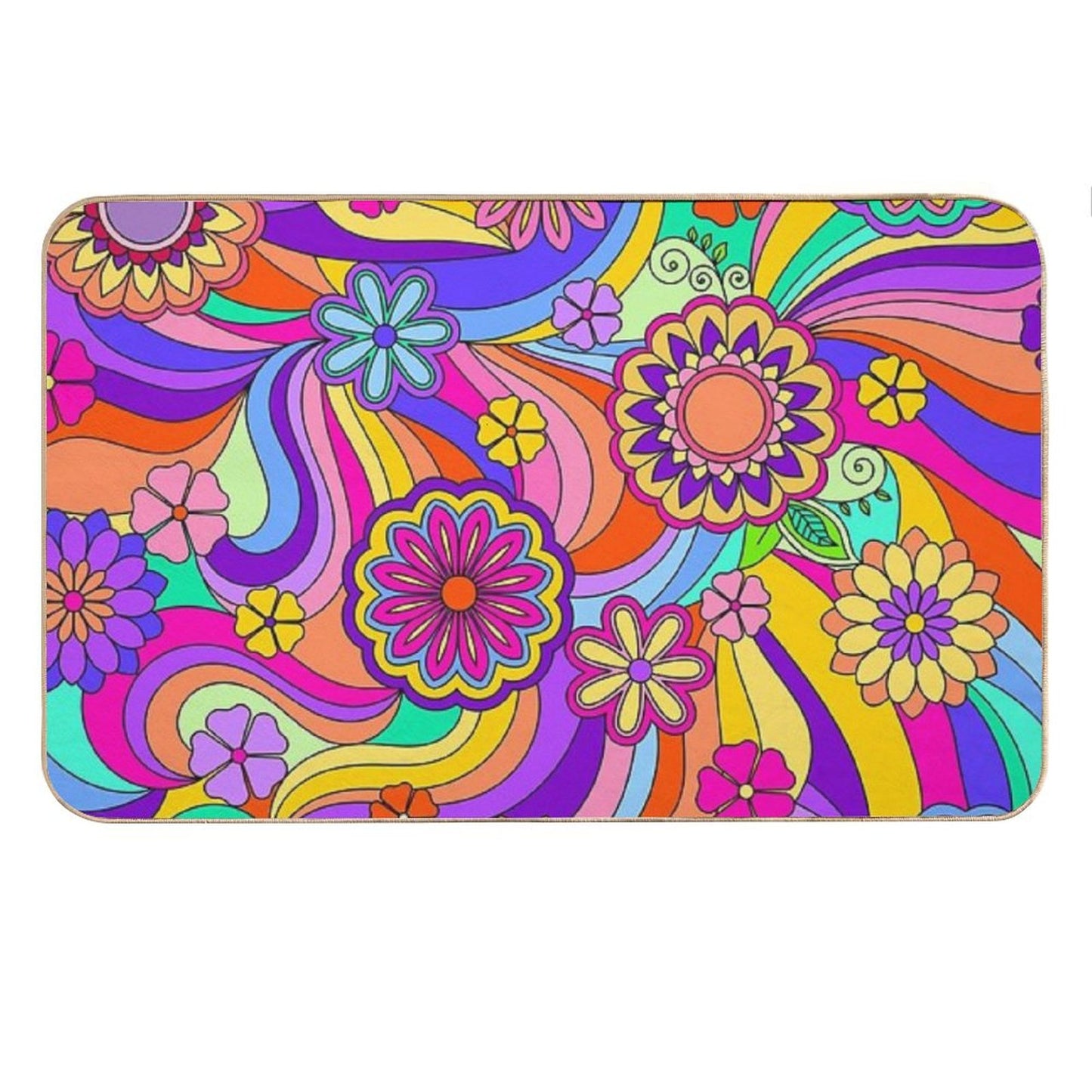 Groovy Psychedelic Flower Power Bath Mat