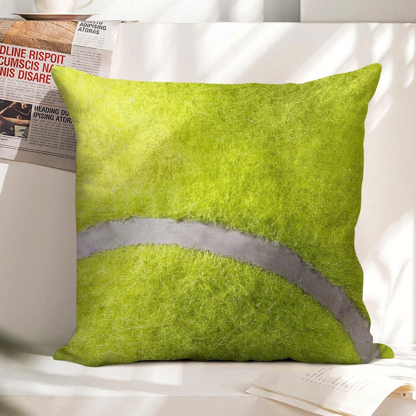 MAN CAVE THROW PILLOW SERIES - TENNIS BALL Linen Throw Pillow Cover