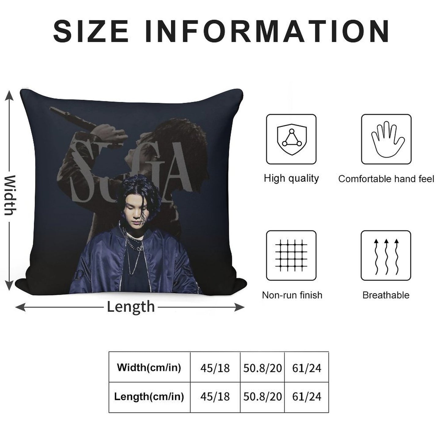 SUGA D-DAY Soft Skin-Friendly Throw Pillow