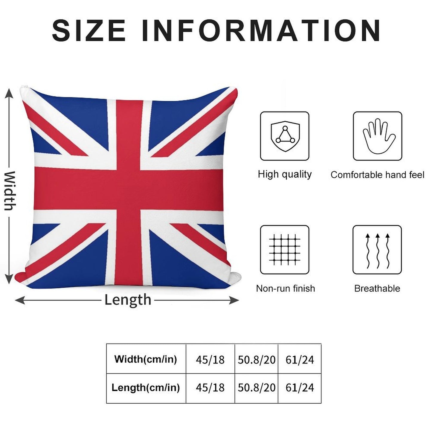 Union Jack Pillow Soft Washable Throw Pillow