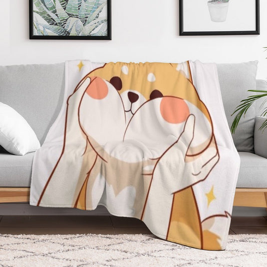 Kawaii Shiba Inu Throw Blanket