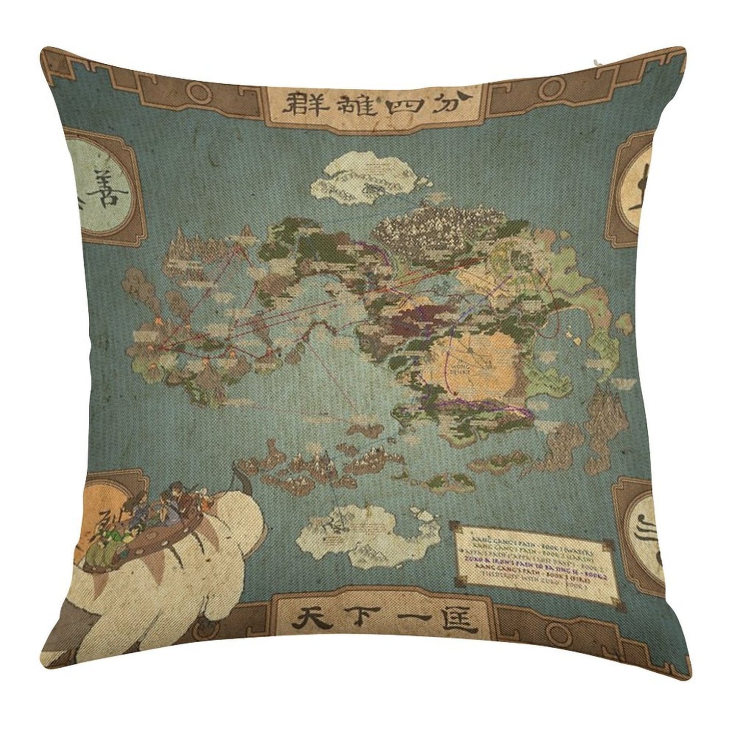 Avatar The Last Airbender Map Linen Throw Pillow Cover