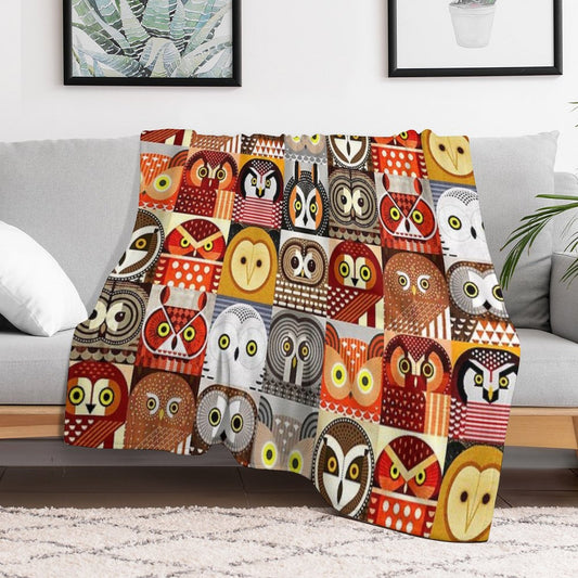 North American Owls Throw Blanket
