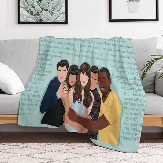 New Girl Cast And Quotes Throw Blanket