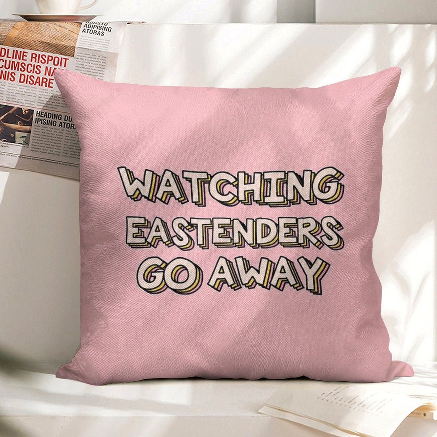 Watching Eastenders Go Away Linen Throw Pillow Cover