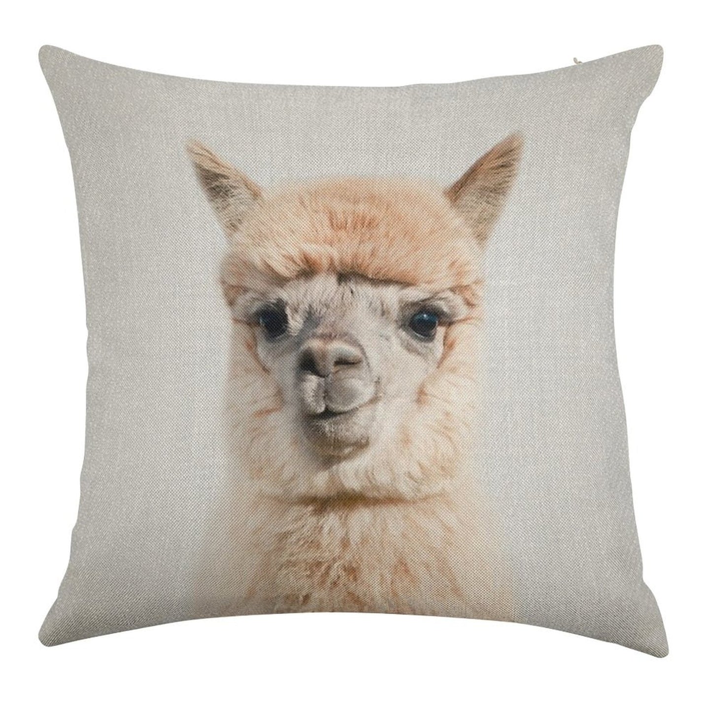 Alpaca - Colorful Linen Throw Pillow Cover