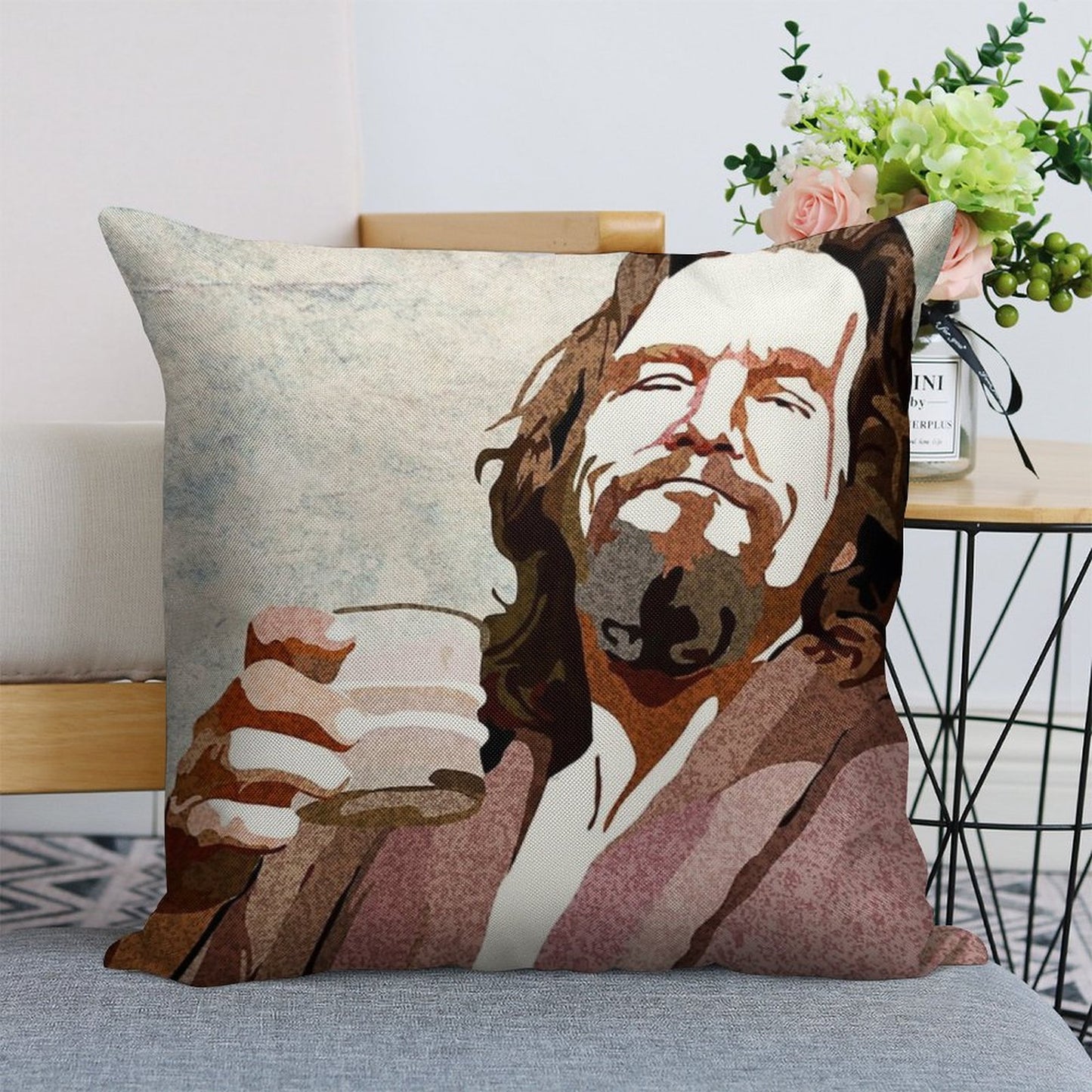 Big Lebowski DUDE Portrait Linen Throw Pillow Cover
