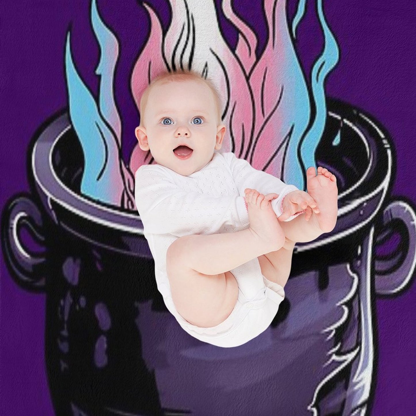 Trans Pride Flag Witches Cauldron , Transgender Witchy Design Throw Blanket