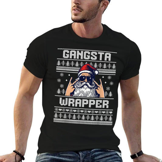 Gangsta Wrapper - Funny Santa Claus Ugly Christmas Sweater Durable T-Shirt