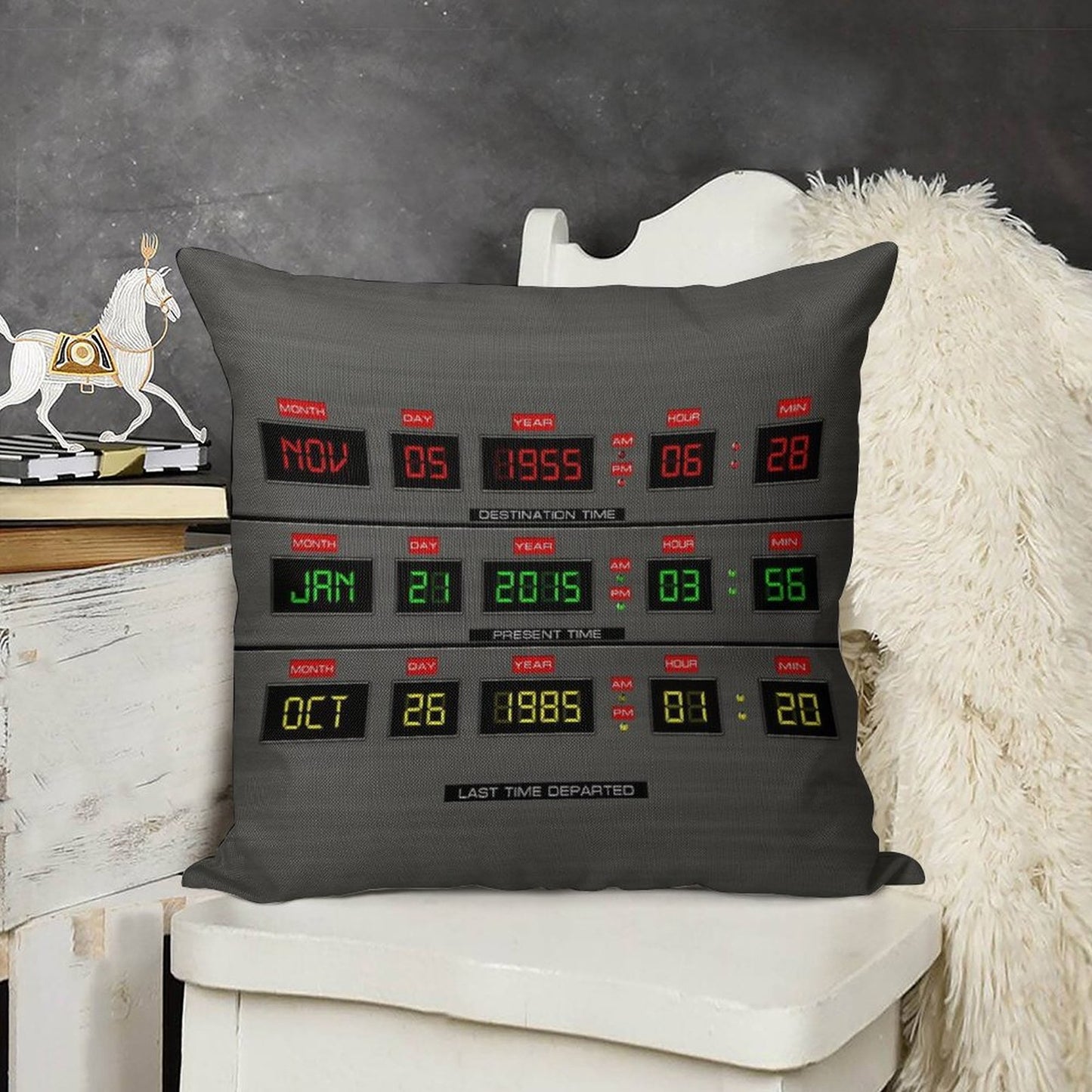 Back To The Future Linen Throw Pillow Cover