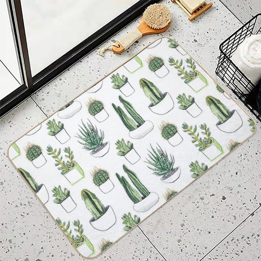 Watercolour Cacti & Succulents Bath Mat