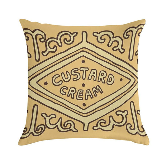 Custard Cream British Biscuit Soft Luxury Feel Throw Pillow