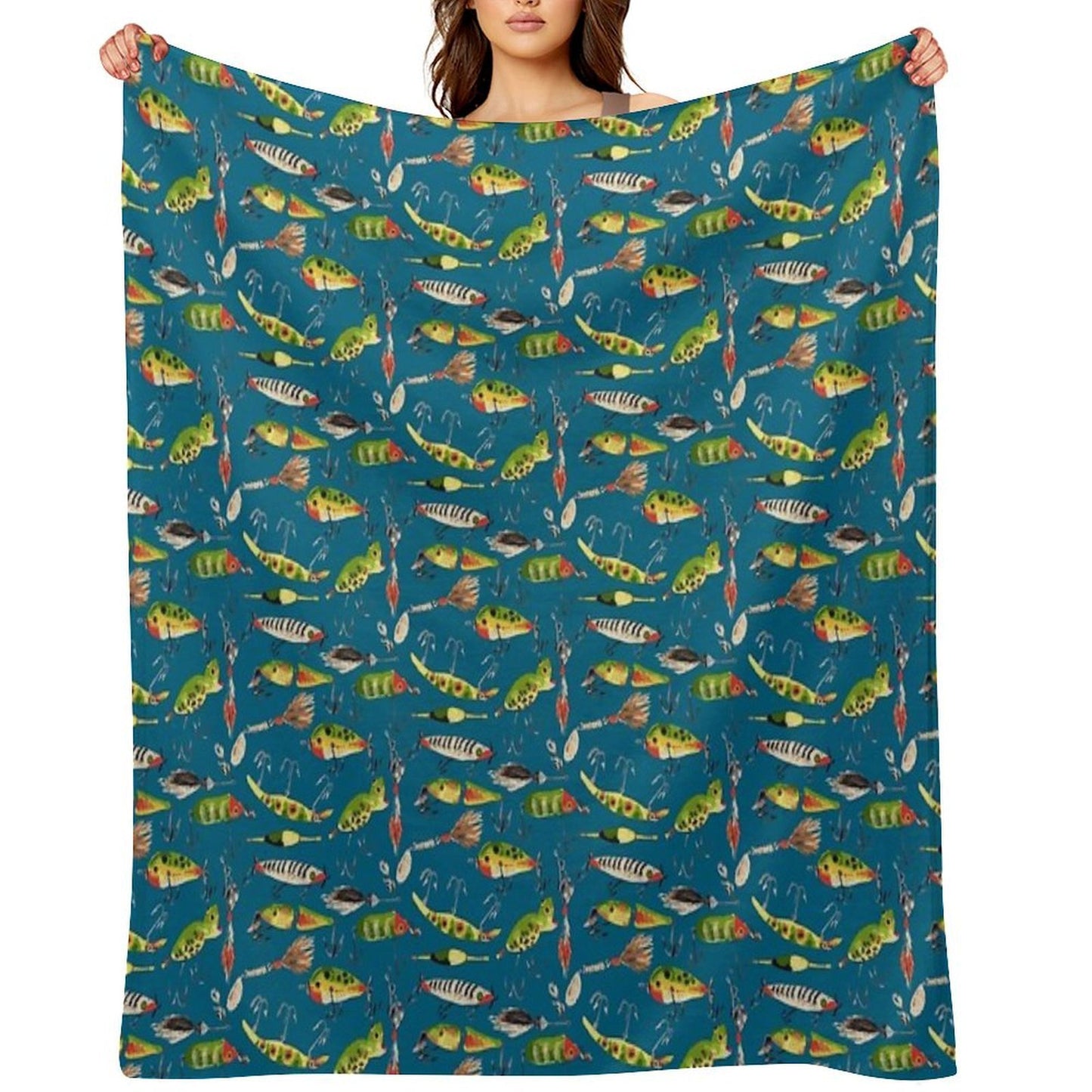 Vintage Fishing Lures Throw Blanket