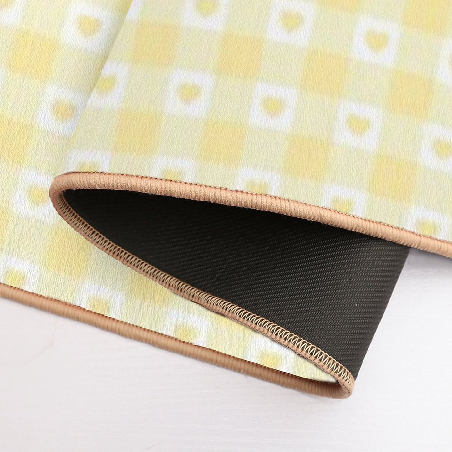 Yellow Heart Gingham Checkered Pattern Non-Slip Bath Mat