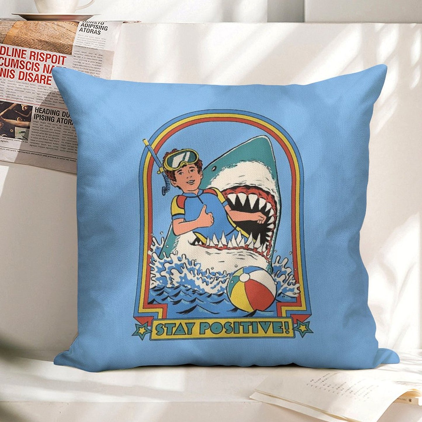 Stay Positive Linen Throw Pillow Cover