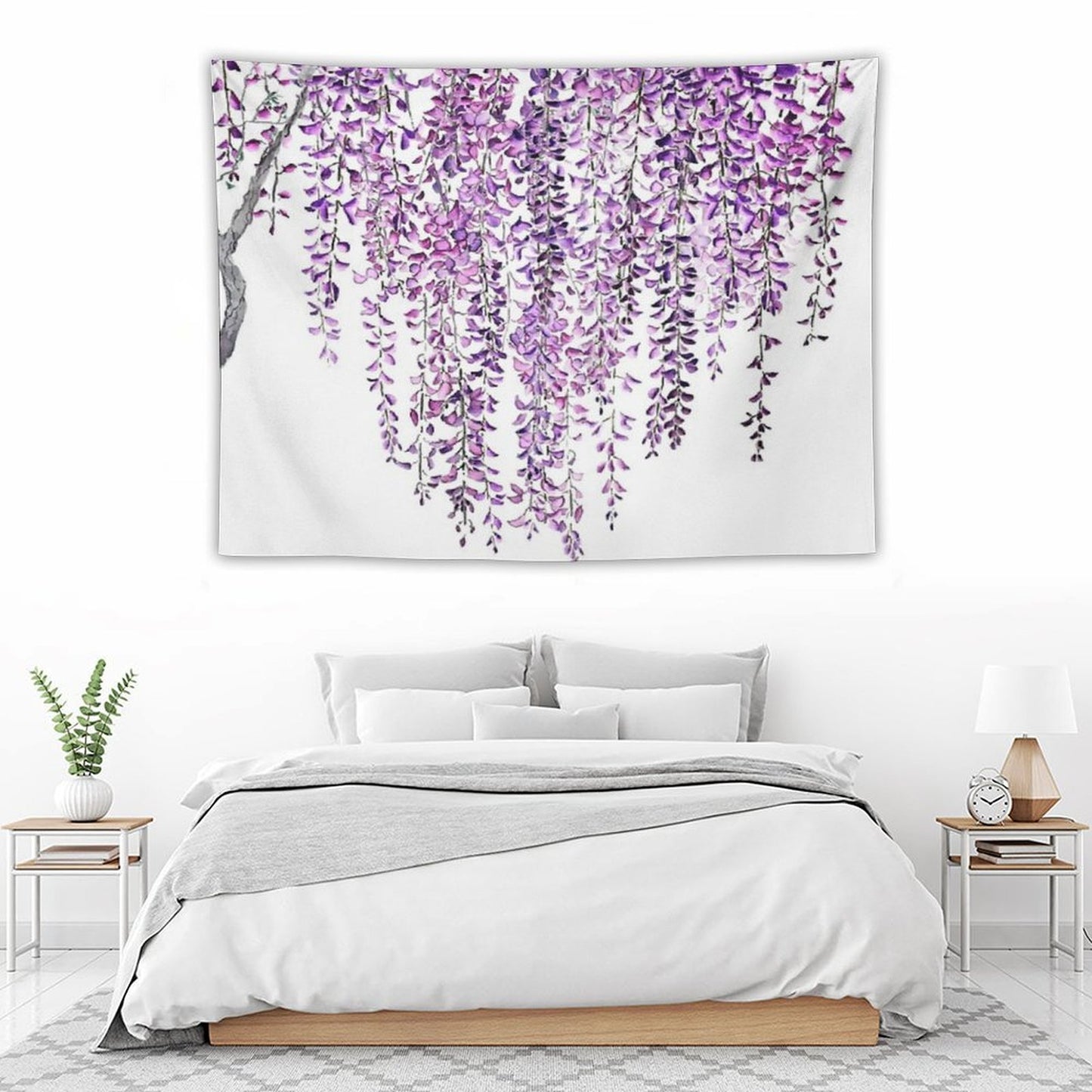 Hand Painted Purple Wisteria in Bloom Tapestry