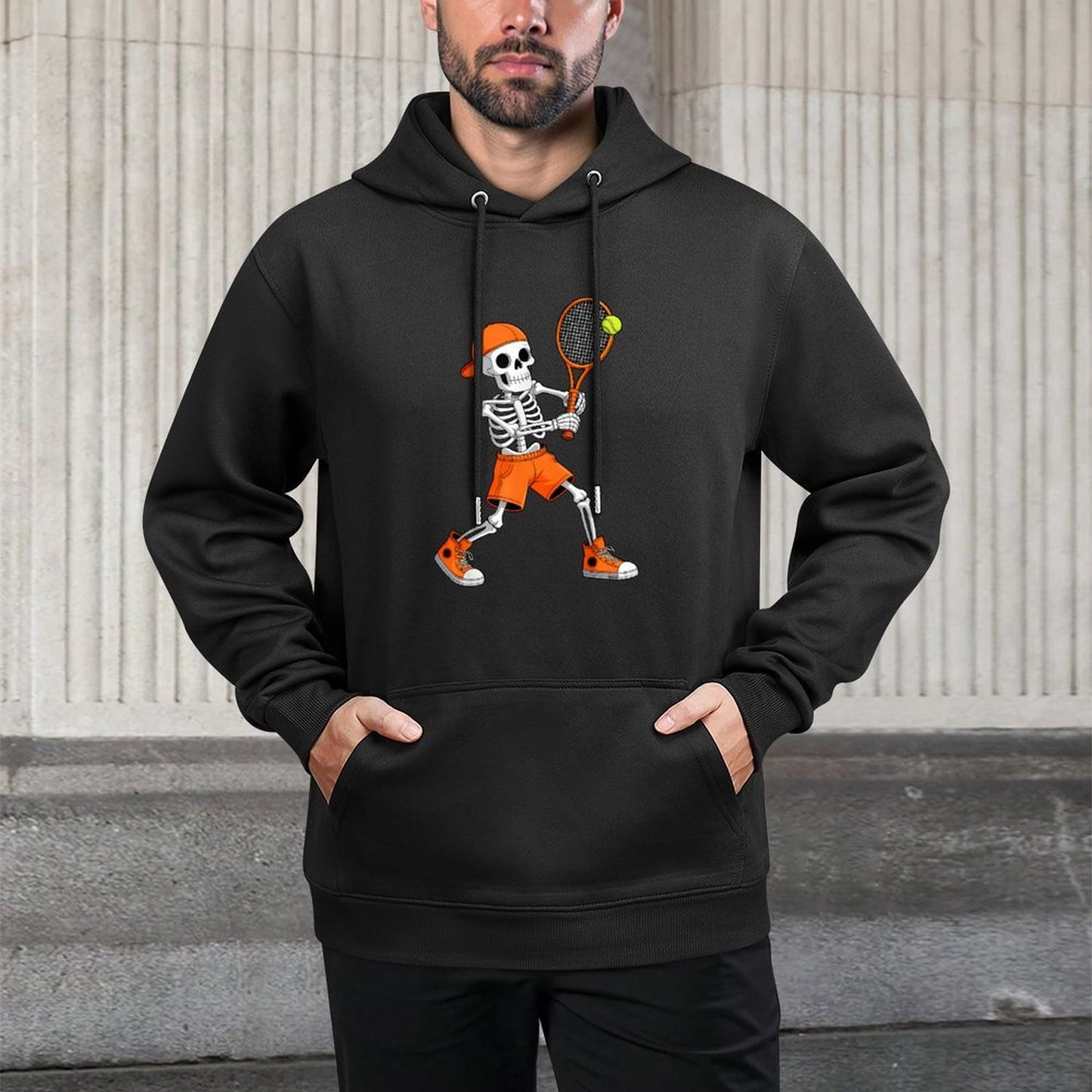 Funny Skeleton Play Tennis Halloween Costume Boys Men Kids Adjustable Hood Hoodie