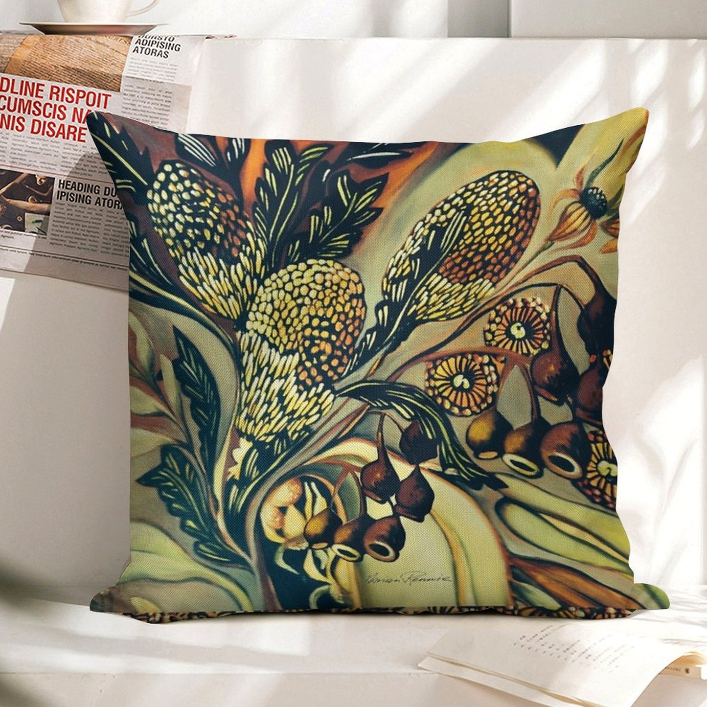 The Colours of Australia Linen Throw Pillow Cover