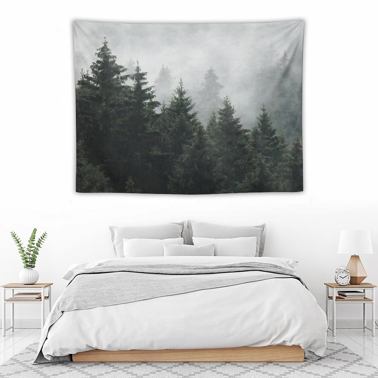 Waiting For Misty Foggy Fairytale Forest With Cascadia Trees Covered In Magic Fog Tapestry