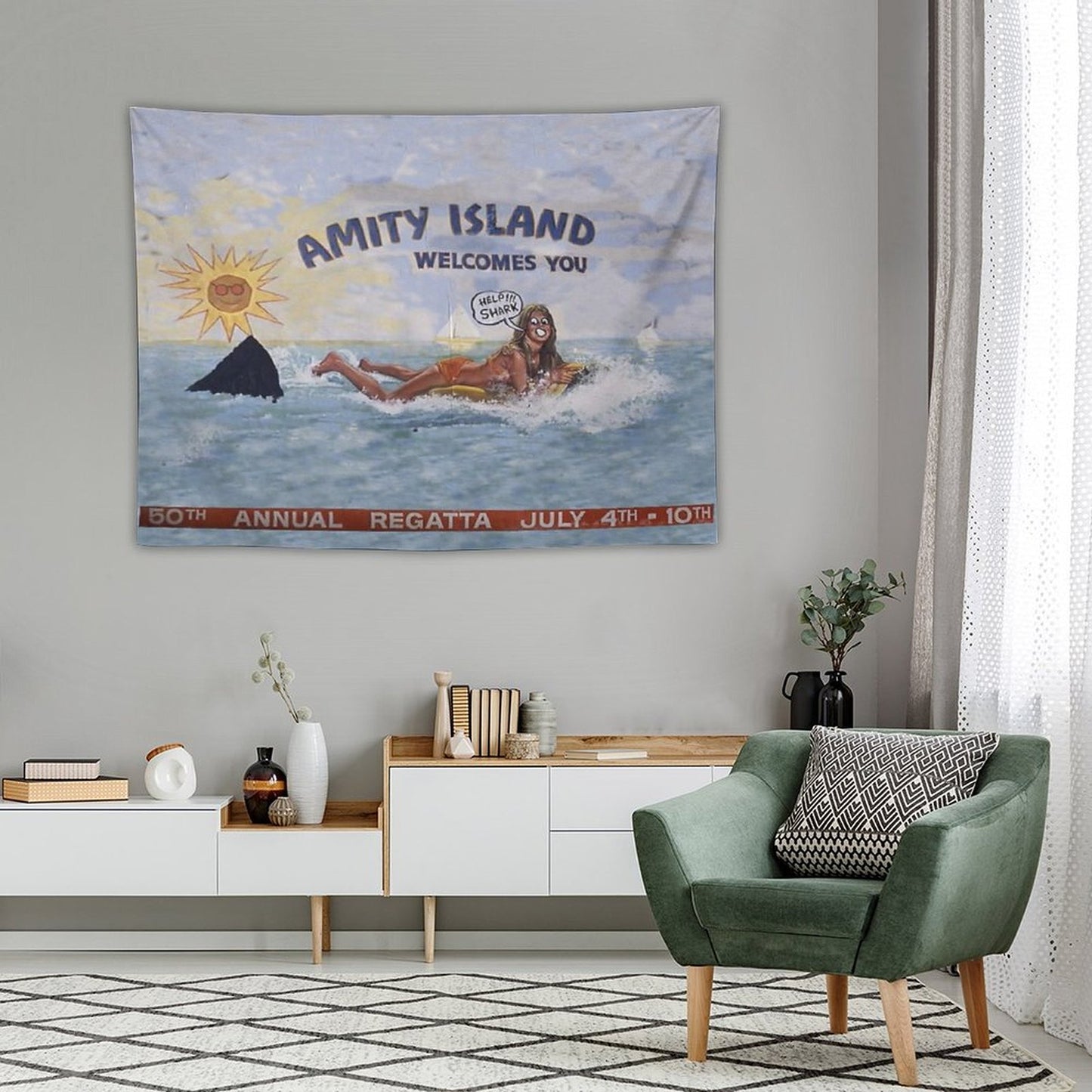 Welcome To Amity Island Tapestry