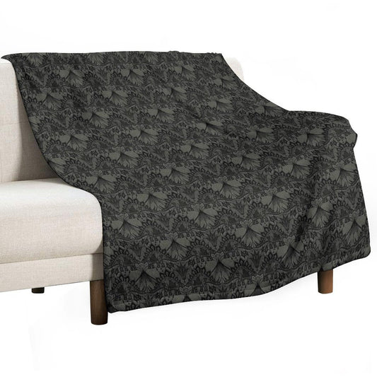 Stegosaurus Lace - Black Grey Throw Blanket
