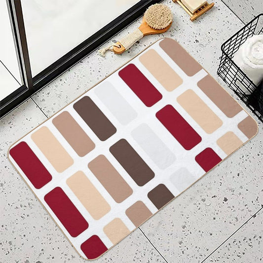 Red And Brown Rectangles Color Block Chic Bath Mat