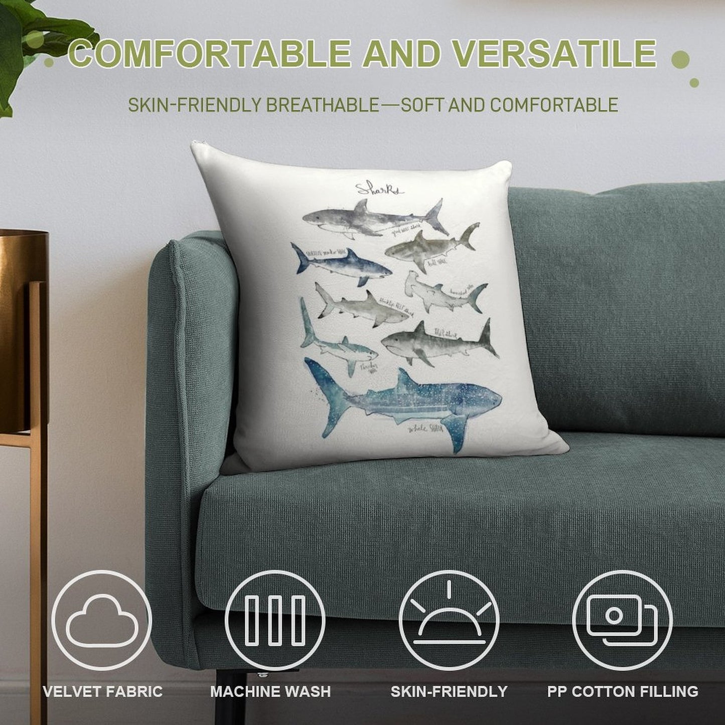 Sharks Soft Warmth Comfort Throw Pillow