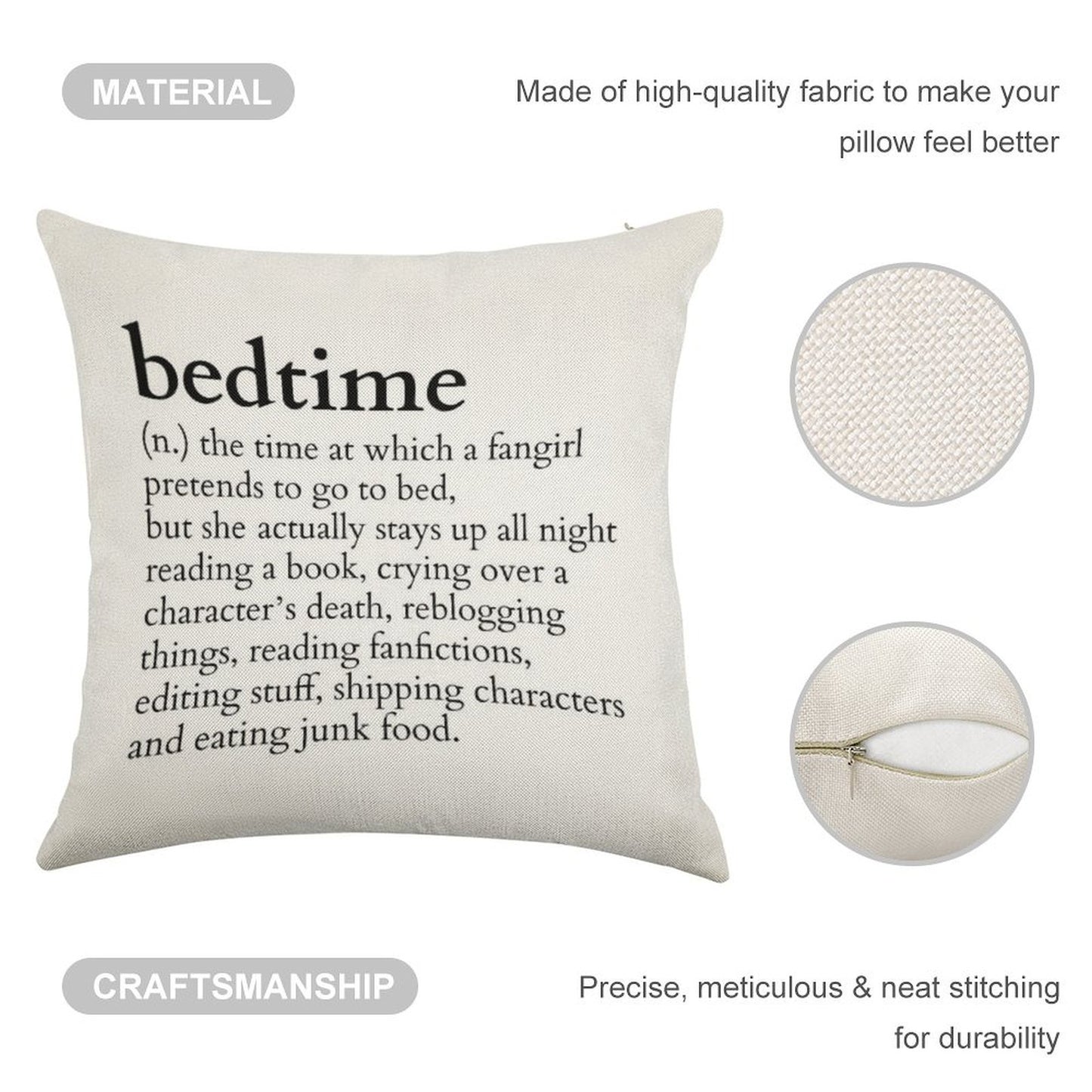 Bedtime Meaning to A Fangirl #books Version Linen Throw Pillow Cover