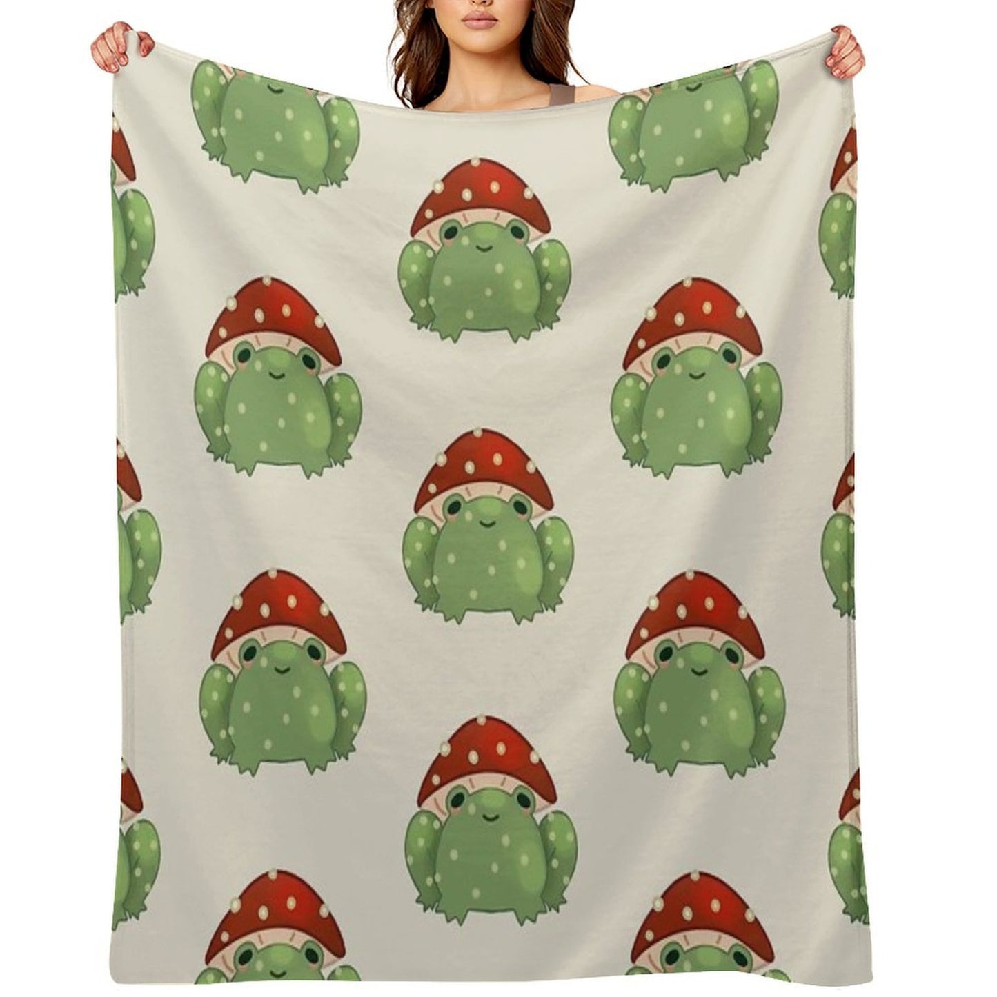 Mushroom Frog Throw Blanket