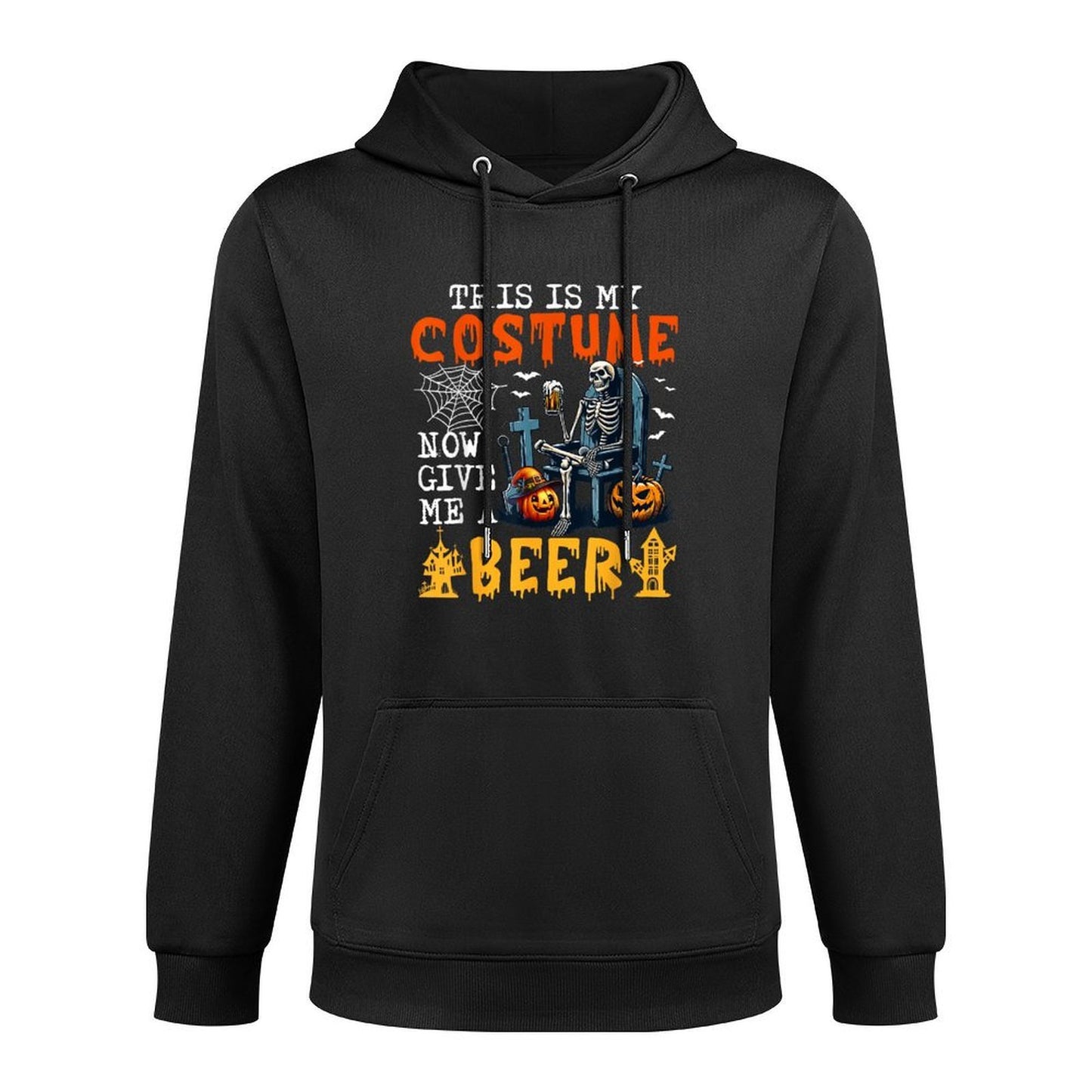 My Costume Now Give Me A Beer Halloween Skeleton Drinking Breathable Fabric Hoodie