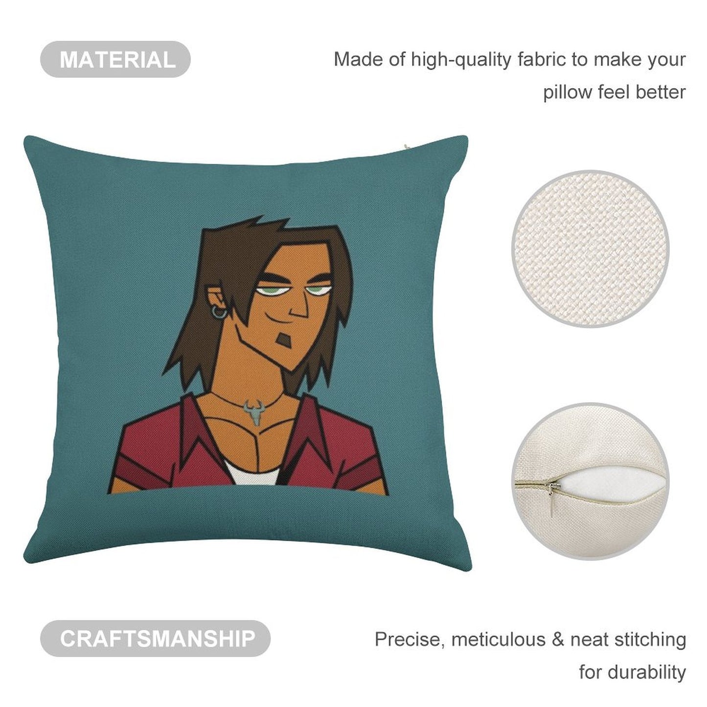 Total Drama - Alejandro Linen Throw Pillow Cover