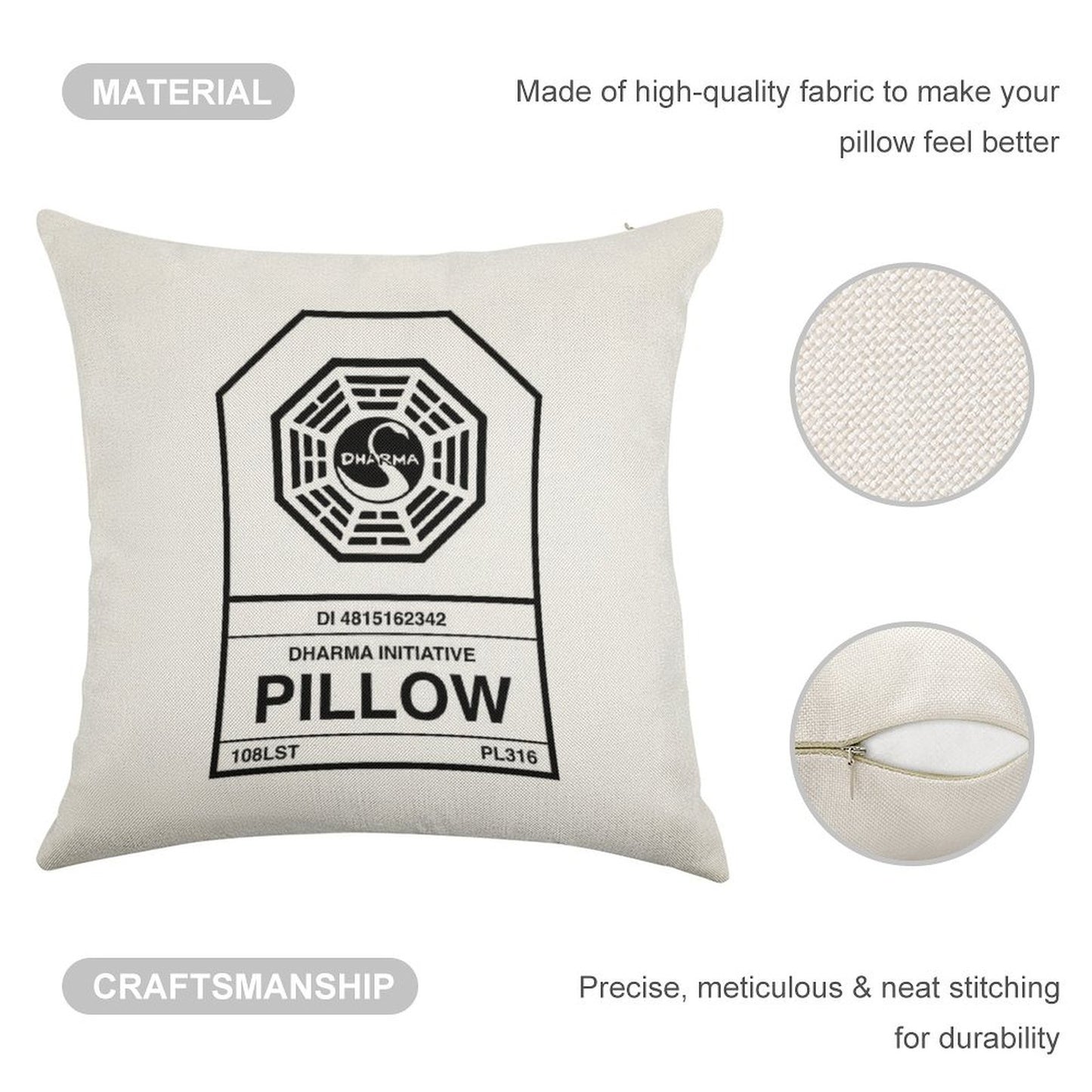 Dharma Initiative Pillow Linen Throw Pillow Cover