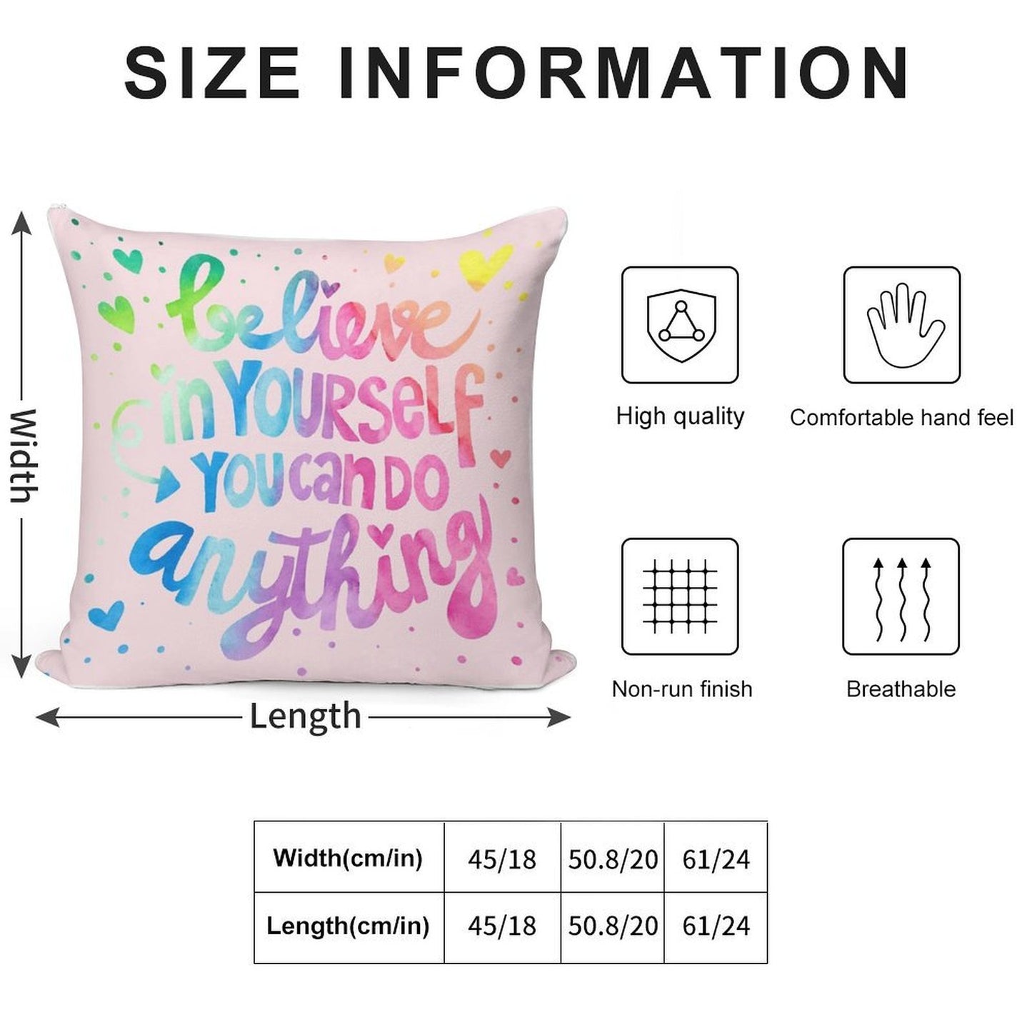 Believe in Yourself! Soft Ultra-Soft Texture Throw Pillow