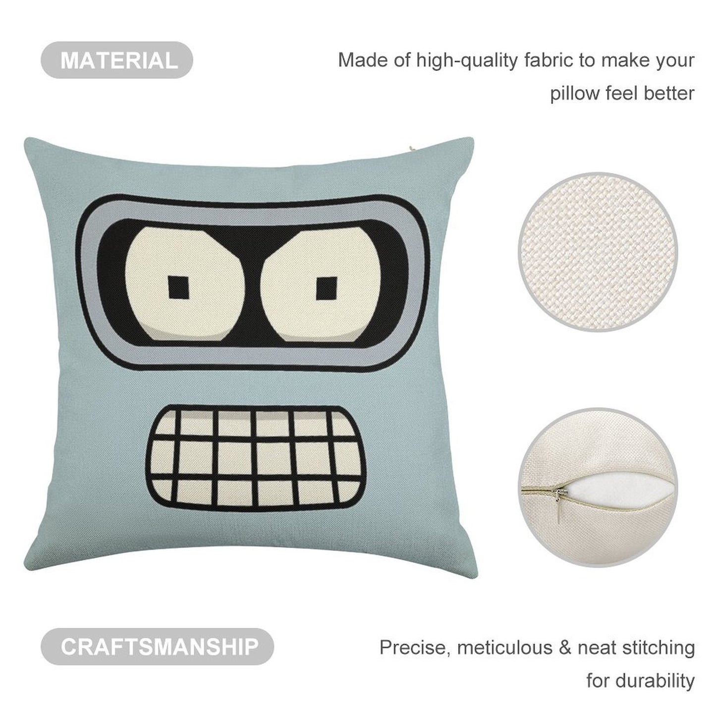 Bender's Face Linen Throw Pillow Cover