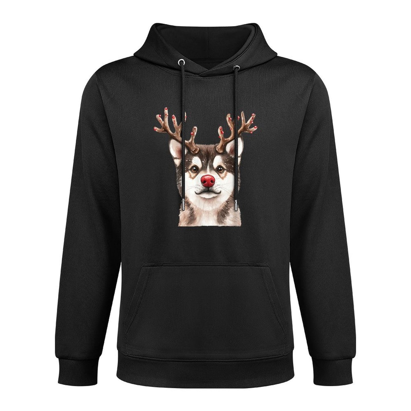Akita Reindeer Christmas Lights Dog Lover Xmas Pajama Cotton-Polyester Blend Hoodie