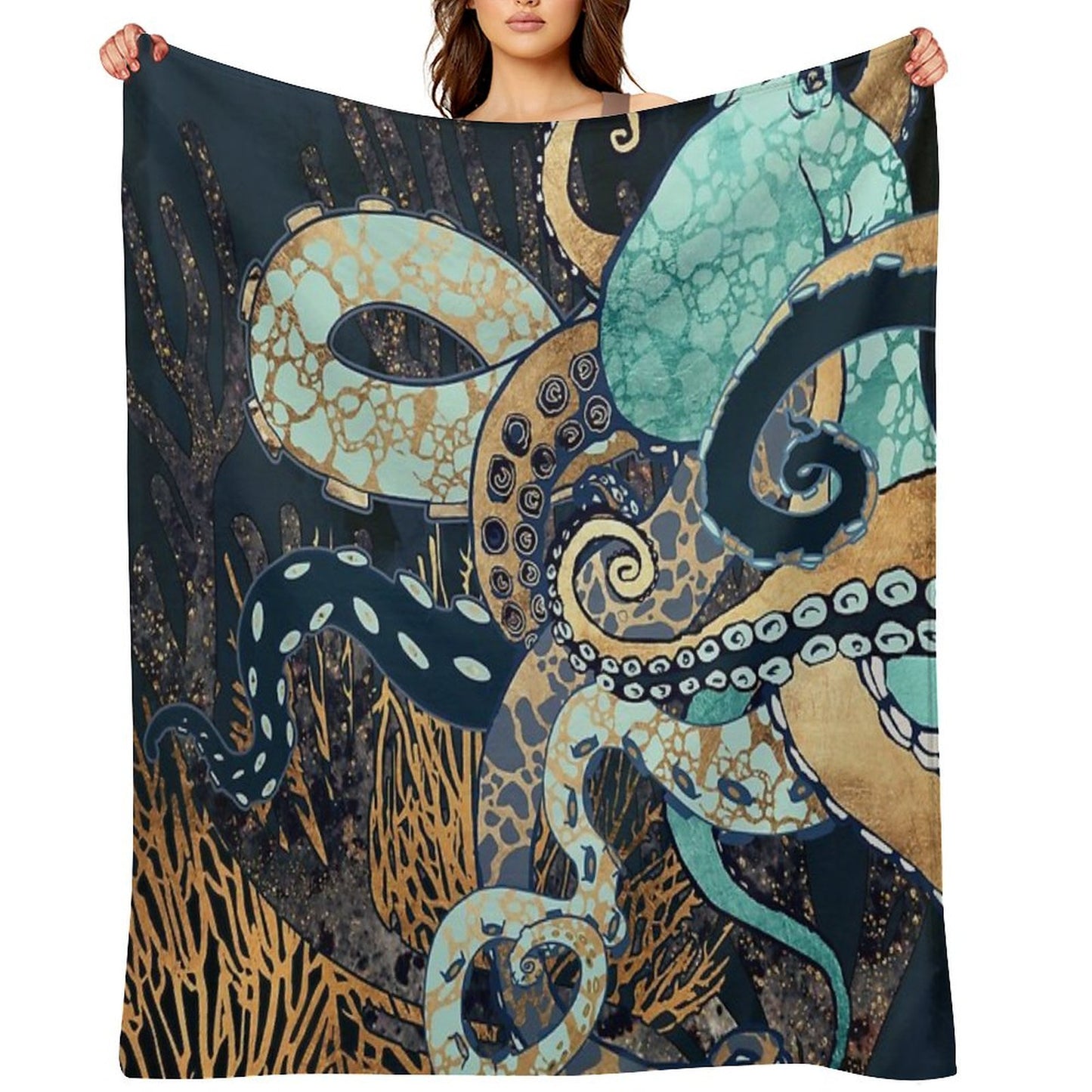 Metallic Octopus II Throw Blanket