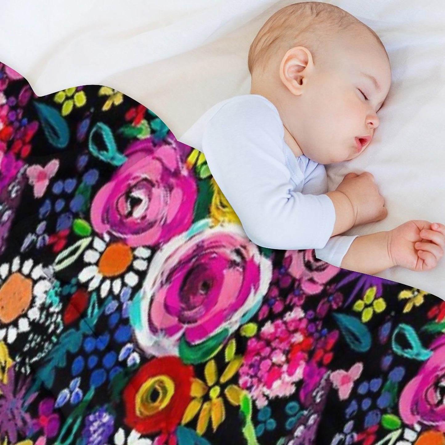 Les Fleurs Vibrant Floral Painting Print Throw Blanket
