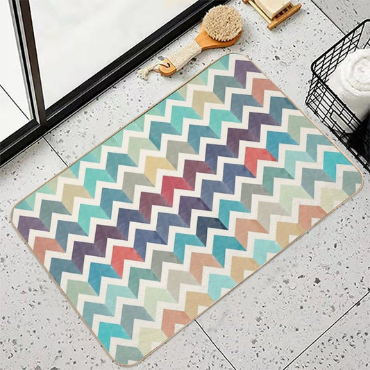 Watercolor Chevron Pattern Bath Mat