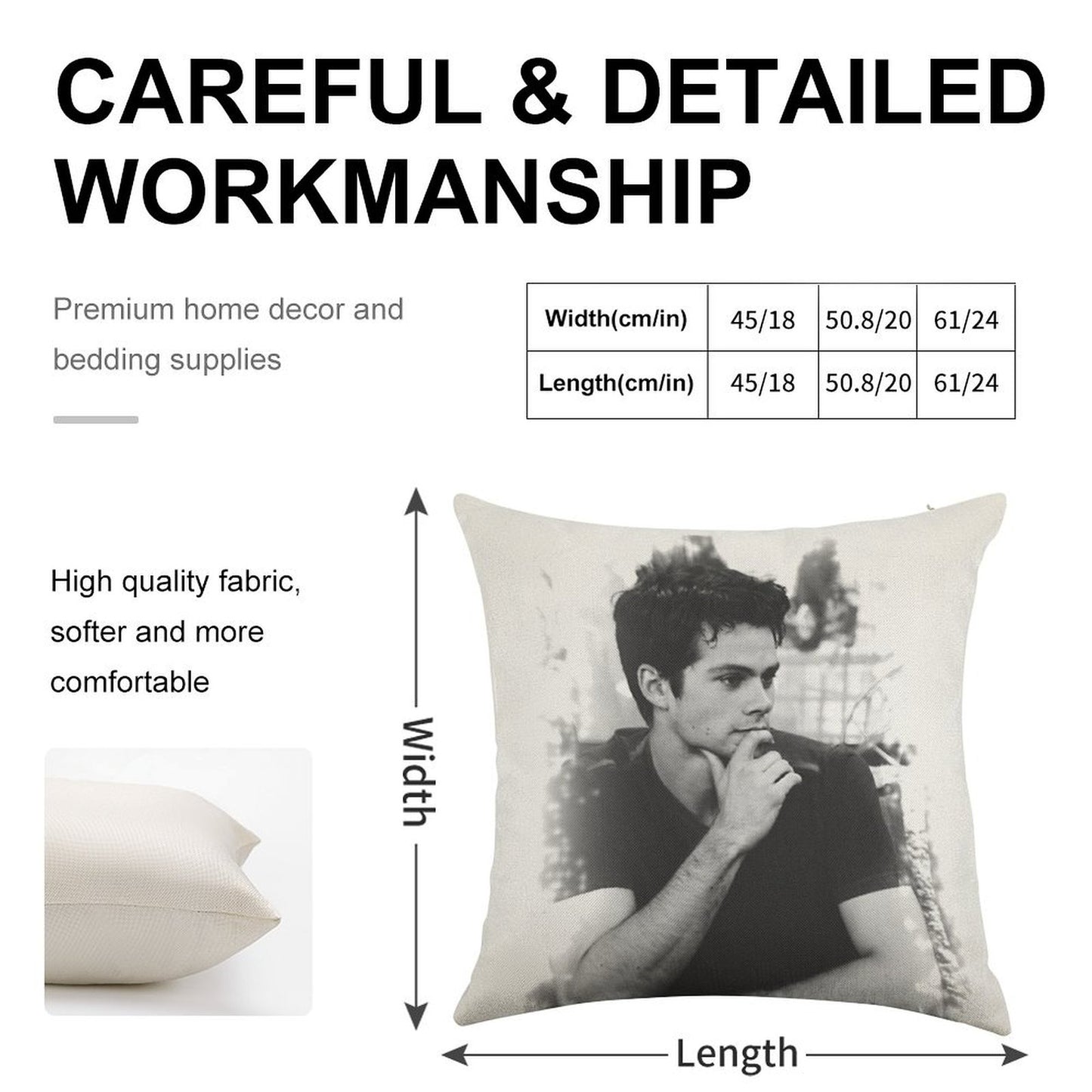 Dylan O'Brien Linen Throw Pillow Cover