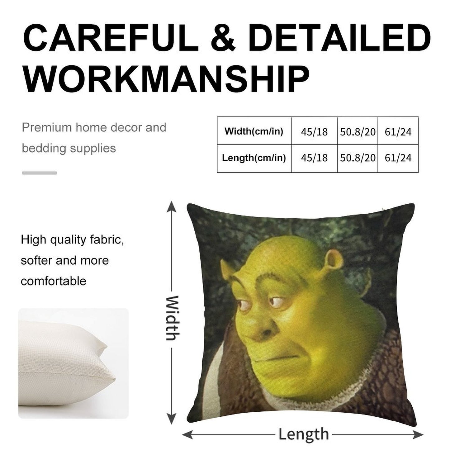 Shrek Face Meme Linen Throw Pillow Cover