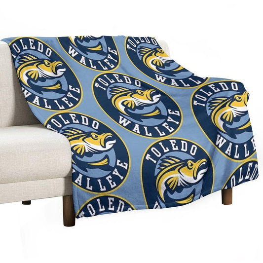 TOLEDO WALLEYE Hockey Logo1 Throw Blanket