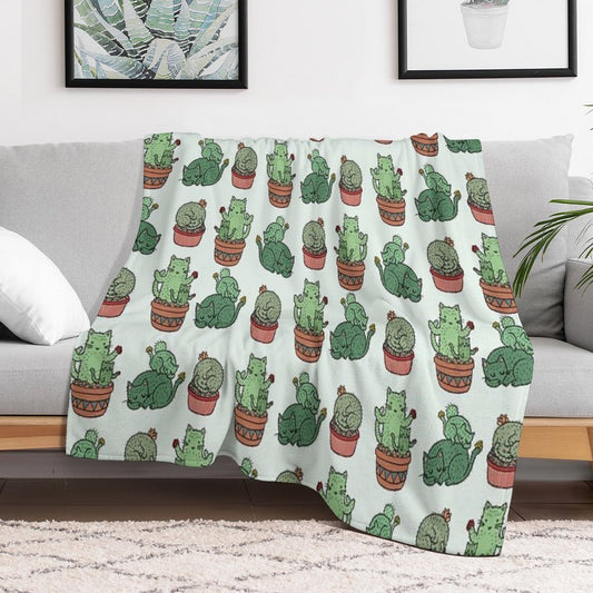 Cactus Cats Throw Blanket