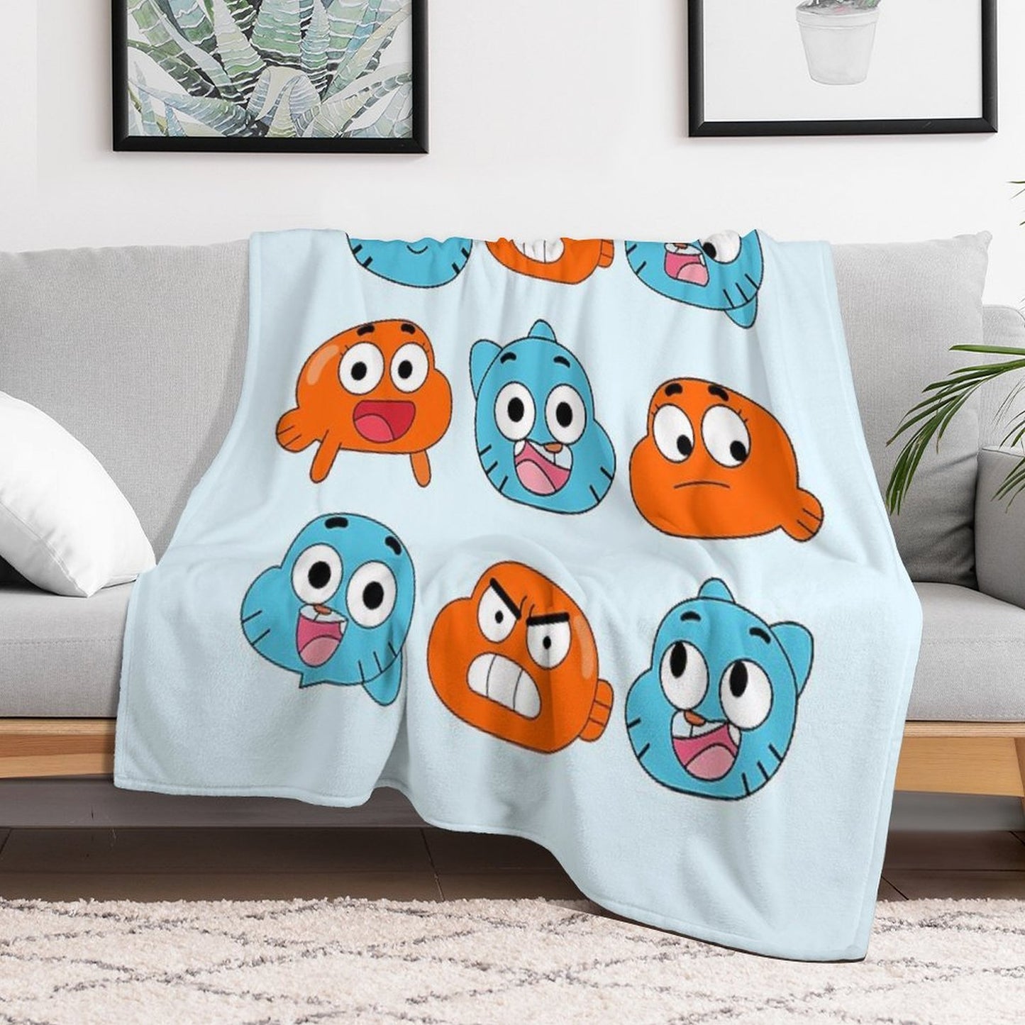 The Amazing World of Gumball™, Gumball & Darwin Faces Features Throw Blanket