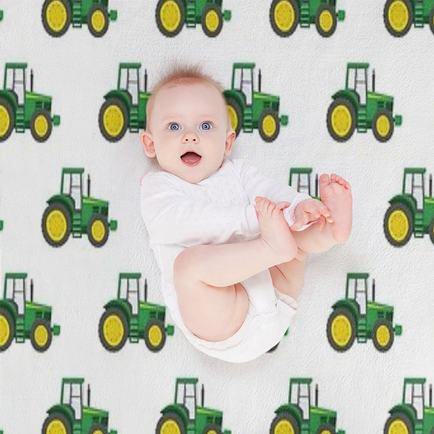 Green Tractors - Farming - Farm Themed Throw Blanket