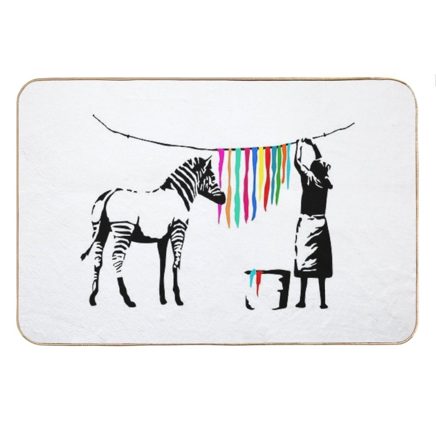 Zebra Stripes Washing - Banksy Graffiti Bath Mat