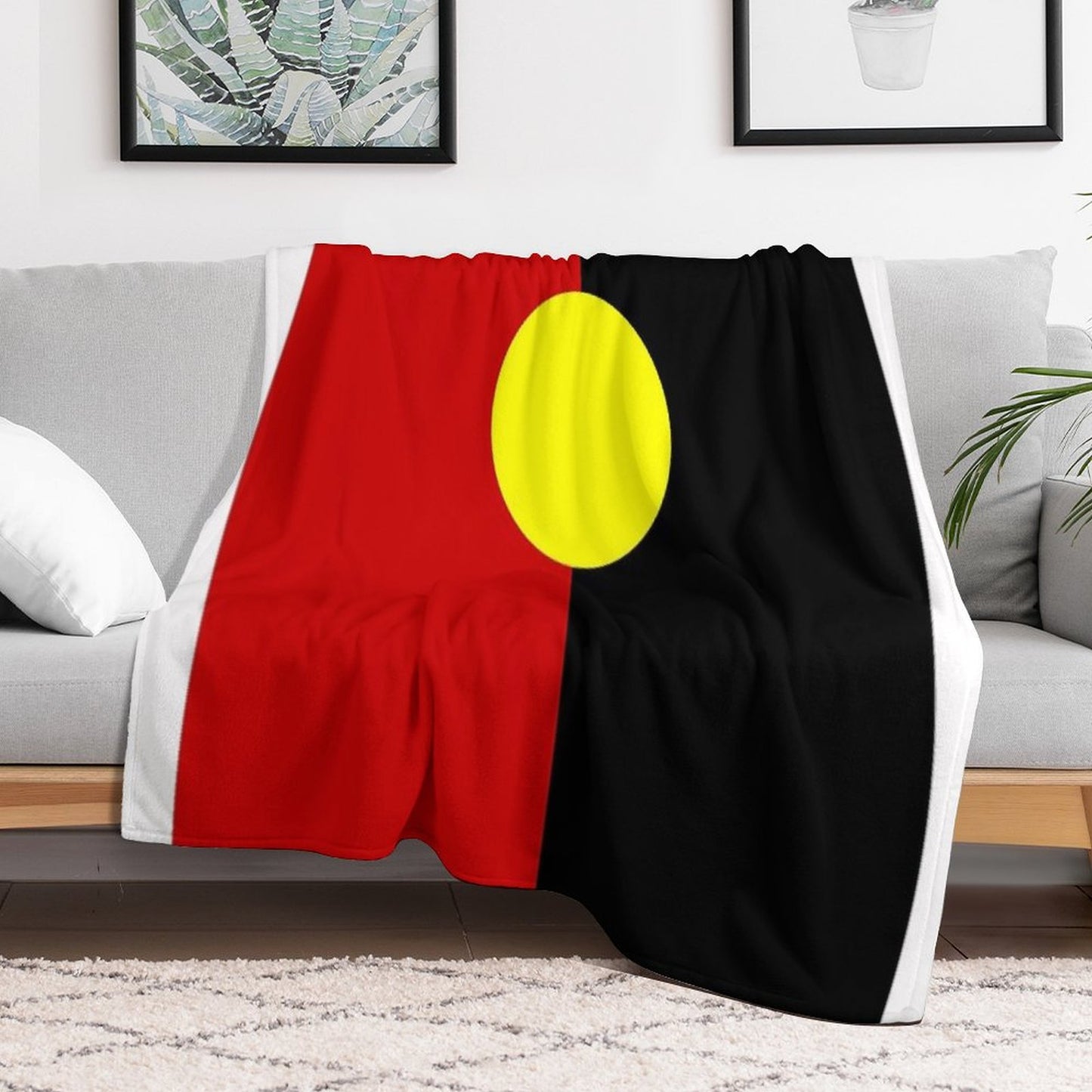 Australian Aboriginal Flag Throw Blanket