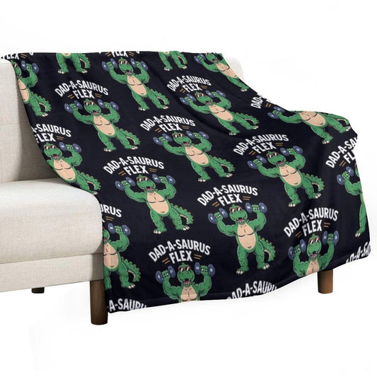 Dad-A-Saurus Flex Dino Dad Father's Day Throw Blanket